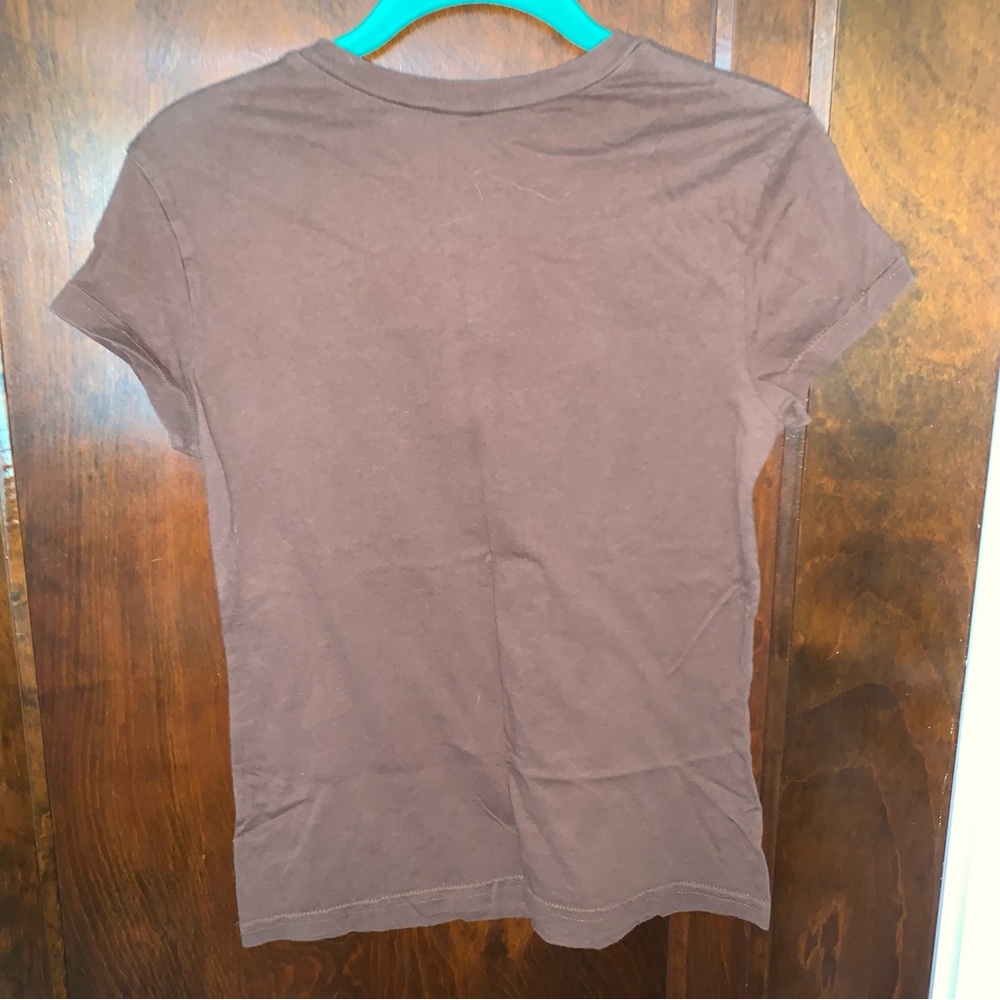 Disney Brown Short Sleeve Tee with Metallic Gold Mickey - Picture 2 of 3